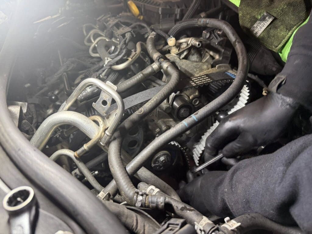 Skoda Fabia timing belt that has jumped teeth causing engine start problems