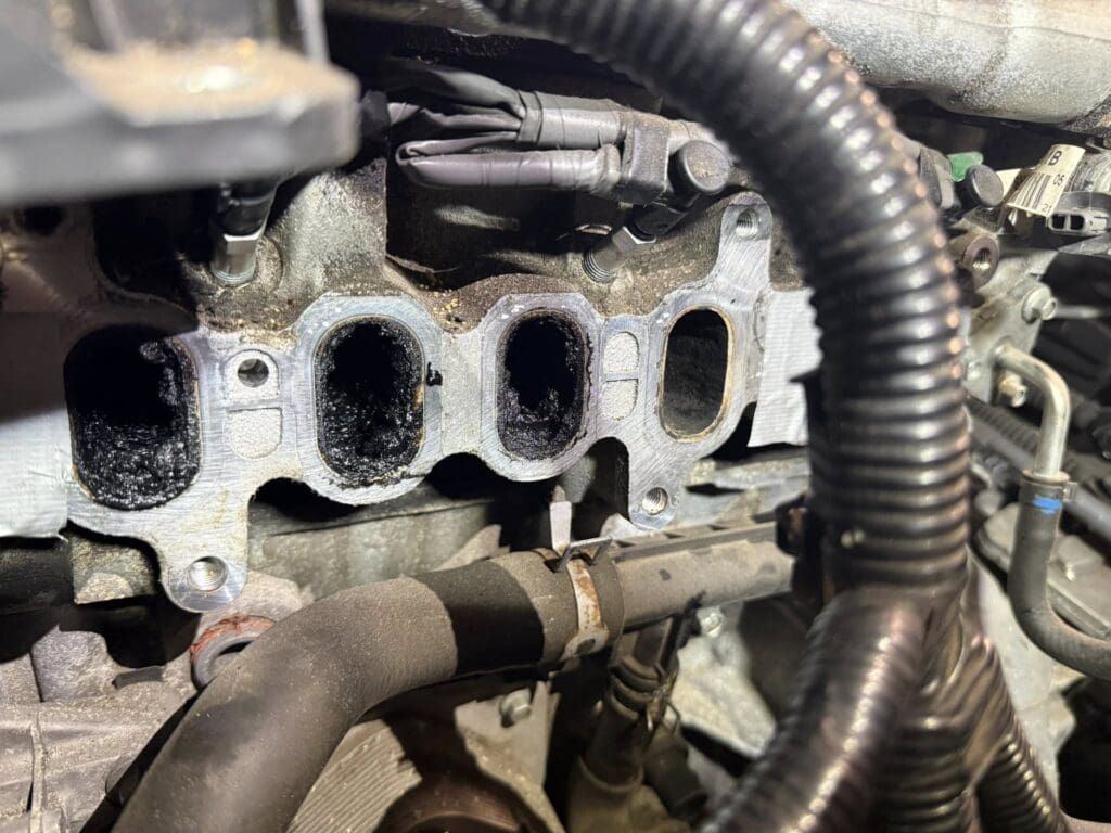 Mazda 2.2 Skyactiv engine with carbon build-up on intake valves