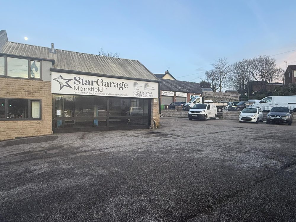 Star Garage Mansfield workshop frontage on Warsop Road, Mansfield Woodhouse