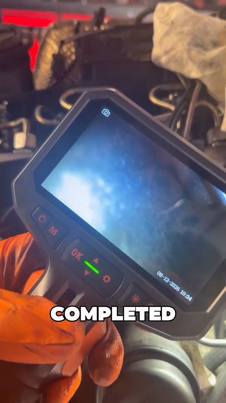 Inspection camera showing a clean intake port after walnut blasting